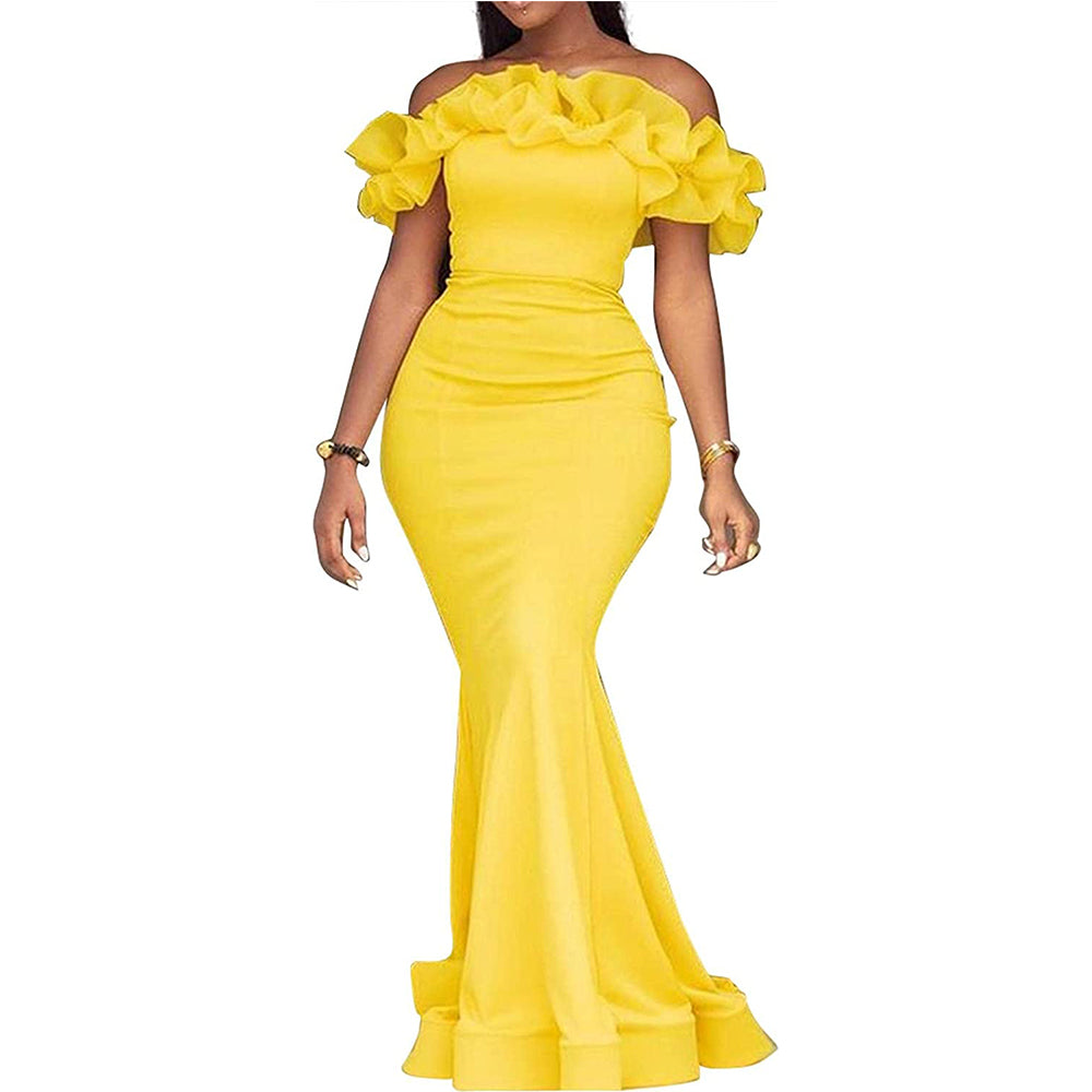 Long Prom Dress 2023 Off the Shoulder Ruffles