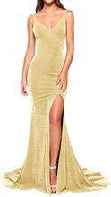 Load image into Gallery viewer, Prom Dress 2023 High Slit Backless Spaghetti Straps Sequin
