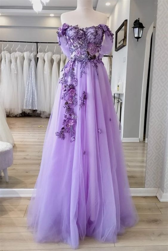 Lavender Prom Dress 2023 Fairy Tulle with Appliques DCdress Lavender Prom Dress 2023 Fairy Tulle with Appliques DCdress