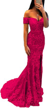 Load image into Gallery viewer, Prom Dress 2023 Off the Shoulder Lace with Slit
