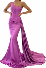 Load image into Gallery viewer, Prom Dresses 2023 for Women One Shoulder Mermaid Satin Draping Lace Up Back
