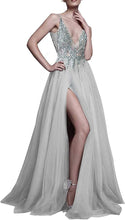 Load image into Gallery viewer, Prom Dress 2023 Plunging Neck Beaded with Slit
