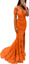 Load image into Gallery viewer, Prom Dress 2023 Off the Shoulder Lace with Slit
