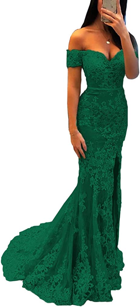 Prom Dress 2023 Off the Shoulder Lace with Slit