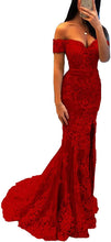 Load image into Gallery viewer, Prom Dress 2023 Off the Shoulder Lace with Slit
