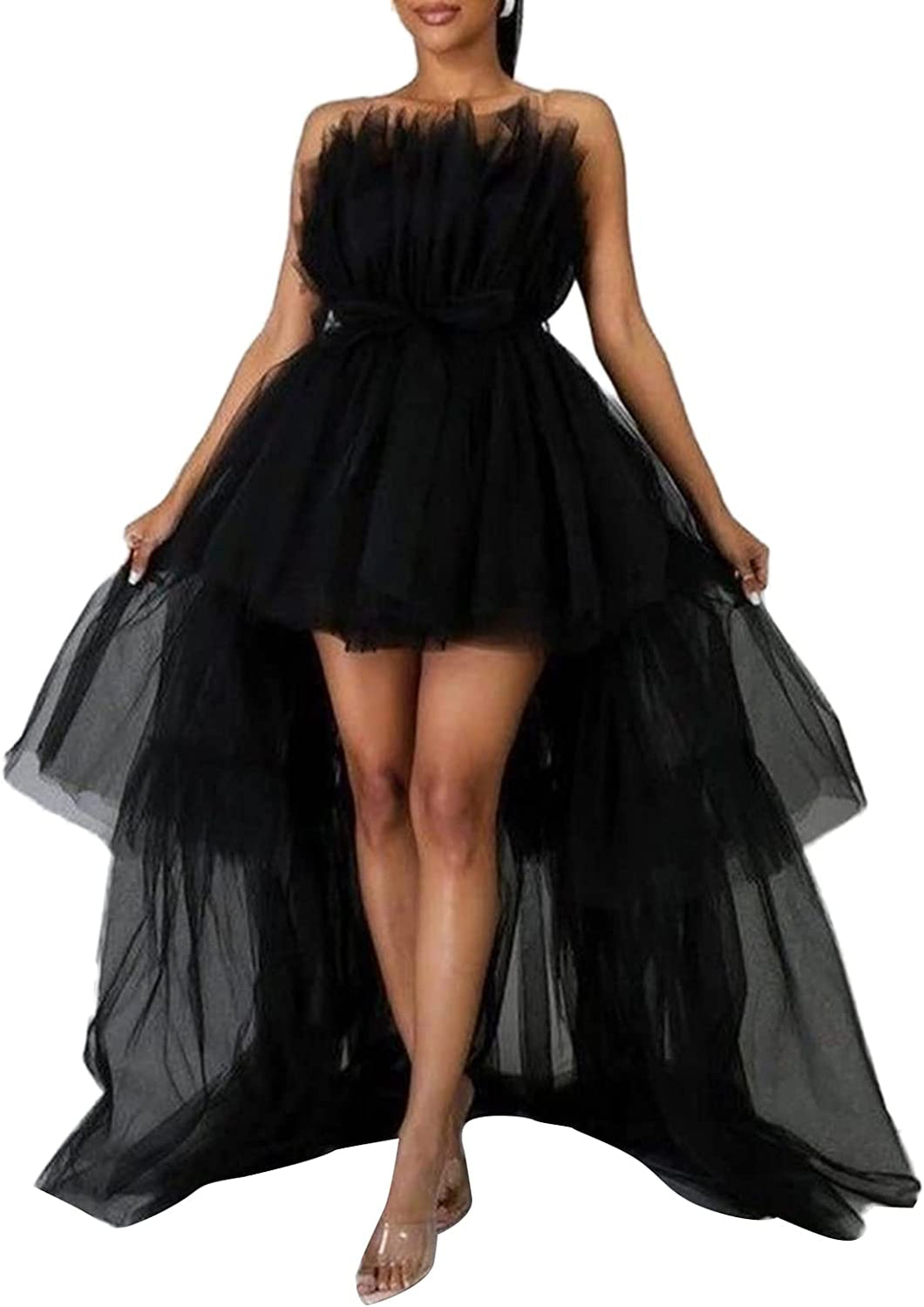 Prom Dress 2023 Strapless Asymmetrical Tulle Off the Shoulder