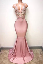 Load image into Gallery viewer, Pink Prom Dress 2023 Spaghetti Straps Beaded Charmeuse
