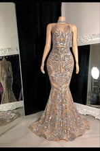 Load image into Gallery viewer, Sliver Long Prom Dress 2023 Halter Neck Sequin
