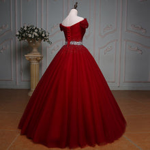 Load image into Gallery viewer, Red Prom Dress 2023 Off the Shoulder Beaded Tulle
