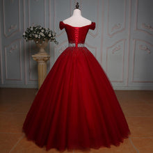 Load image into Gallery viewer, Red Prom Dress 2023 Off the Shoulder Beaded Tulle
