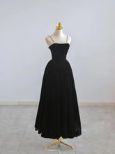 Load image into Gallery viewer, Black Prom Dress 2023 Velvet Spaghetti Straps with Pearls Corset Back
