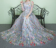 Load image into Gallery viewer, Floral Prom Dress 2023 Illusion Neck Embroidery Tulle
