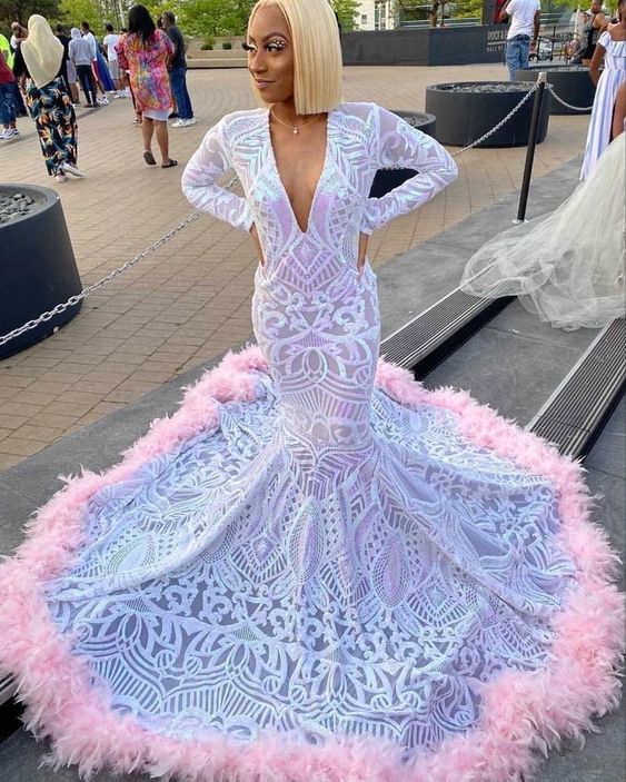 open lace back dress 2023 Royal Blue Deep V Neck Long Prom Dresses Y1431 – Simplepromdress main image 1
