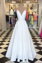 Load image into Gallery viewer, White Prom Dress 2023 Spaghetti Straps Solid Color with Pleats
