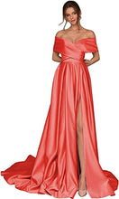 Load image into Gallery viewer, Prom Dresses 2023 for Women Ball Gown Off the Shoulder Satin with Split
