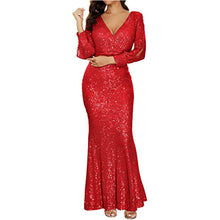 Load image into Gallery viewer, Prom Dresses 2023 with Long Sleeves V Neck Sequin
