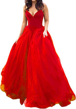 Load image into Gallery viewer, Prom Dresses 2023 for Women Ball Gown Strapless Velvet Tulle Puffy Corset
